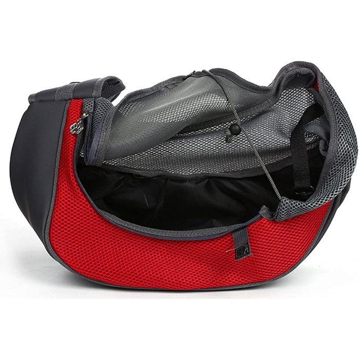 Sac de Transport Respirant pour Chat et Petit Chien Fermeture Sécurisée Bandoulière Taille S Rouge