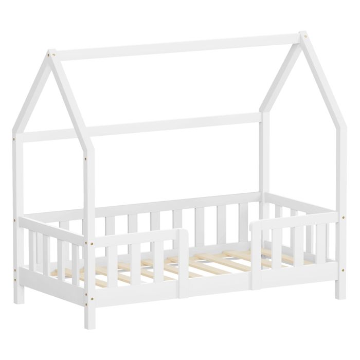 Lit cabane enfant simple ML-Design 70x140 cm bois blanc sans matelas antichute et sommier inclus Lit cabane enfant simple ML-Design 70x140 cm bois blanc sans matelas antichute et sommier inclus