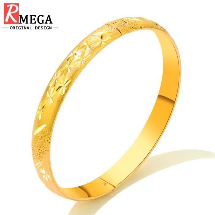 Bracelet femme bracelet zircon charme rond bijou idéal cadeau or - Jucnuz - motif gravé simple et sophistiqué