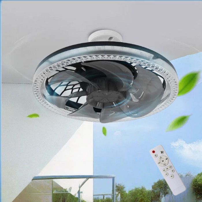 Lampe Ventilateur Plafond 45W LED Lustre Silencieux Silencieux Avec Lumiere et Telecommande Ventilo Plafond Avec Lumière Noir