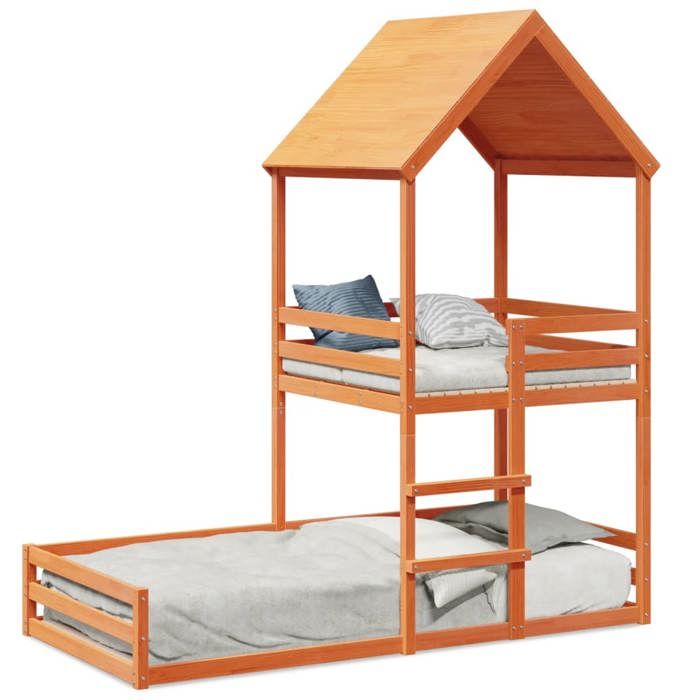 VD Lit superposé sans matelas cire marron 90x190 cm pin massif Lit chambre & Structure de lit @EU42494BONE