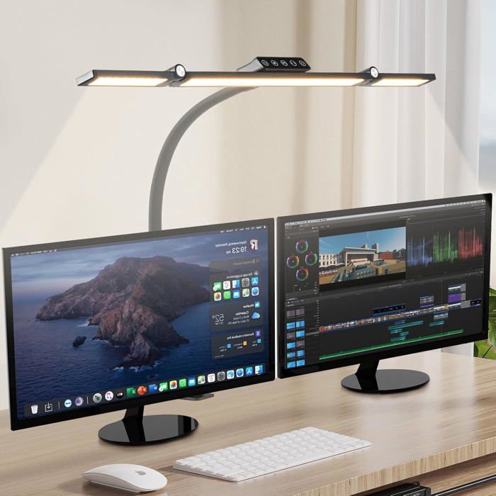 Lampe De Bureau Led Dimmable24W Led Lumiere Puissante À Pince Avec TélécommandeLampe Ultra-Lumineuse À Lumière Du Jour5 C[BI131]