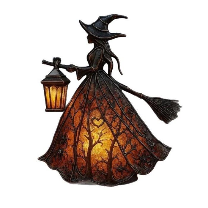 Lampe sorcière Halloween - Veilleuse gothique Lumière chaude - Décoration de fête