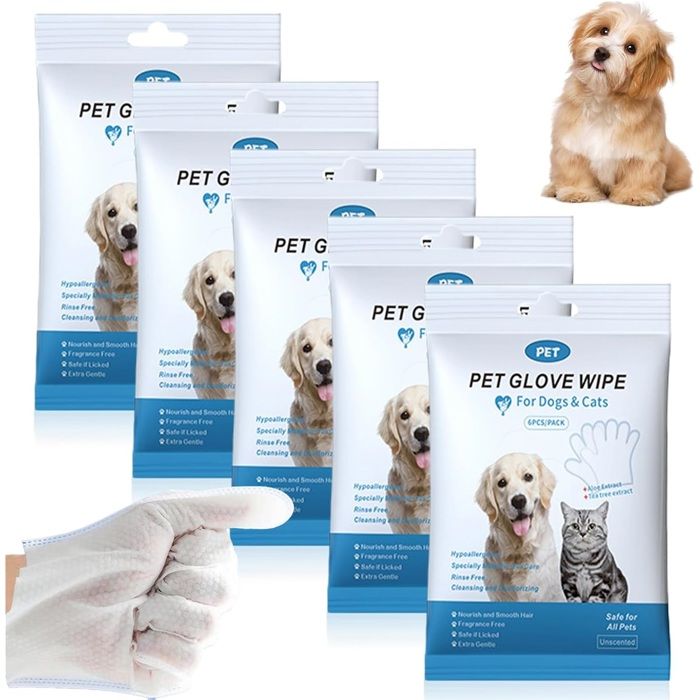 Lot de 30 gants de nettoyage pour chats et chiens lingettes humides pour animaux nettoyage doux et élimination des odeurs Lot de 30 gants de nettoyage pour chats et chiens lingettes humides pour animaux nettoyage doux et élimination des odeurs
