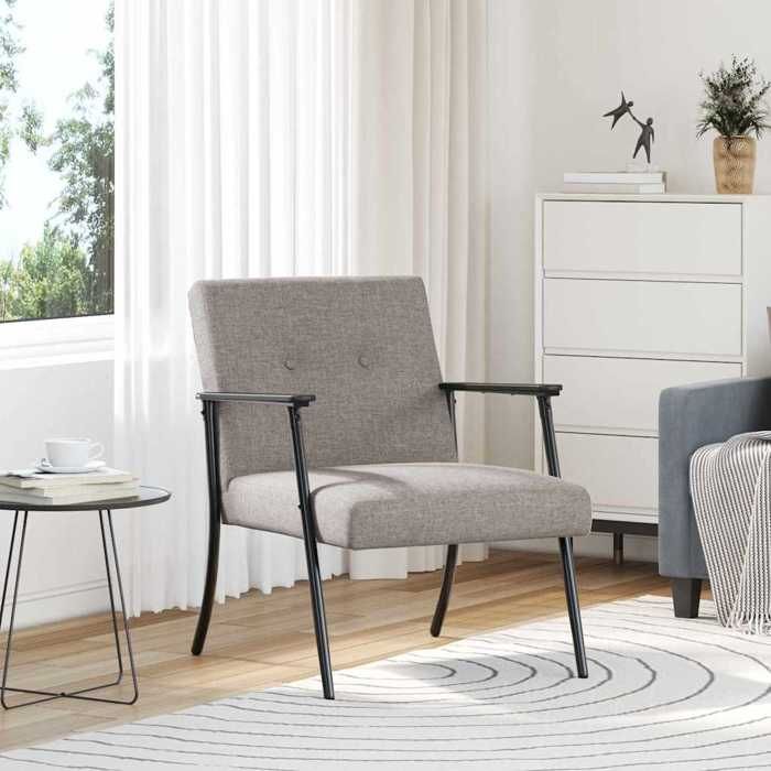 Fauteuil - MAISON EXCLUSIVE - Taupe - Tissu velouté - Cadre contreplaqué & acier - Design ergonomique
