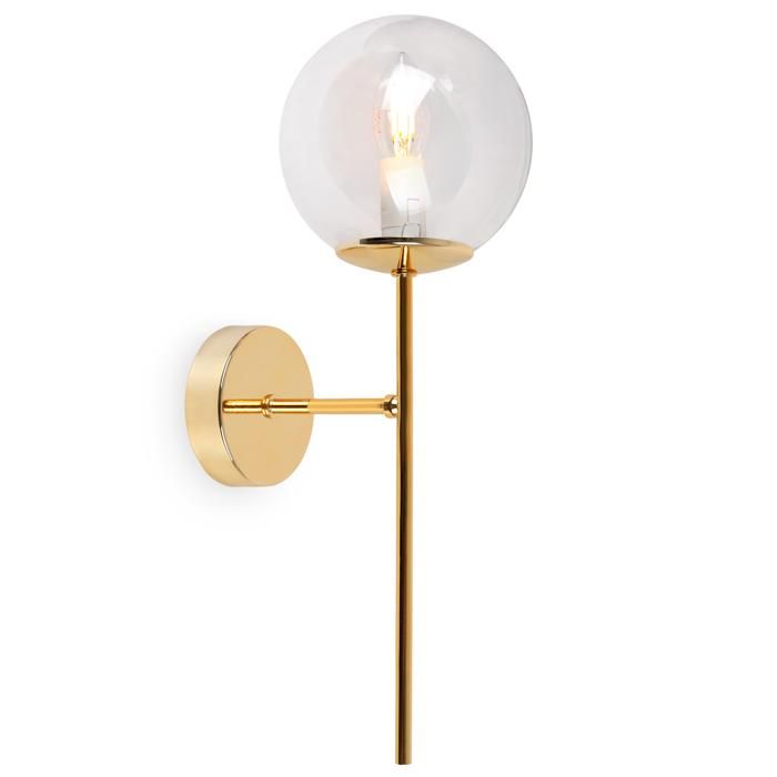 Applique murale Siena dorée 1 lampe abat-jour transparent E14