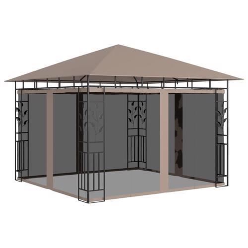 Tonnelle de jardin Belvédère avec moustiquaire 3x3x273 m Taupe 180 g/m²