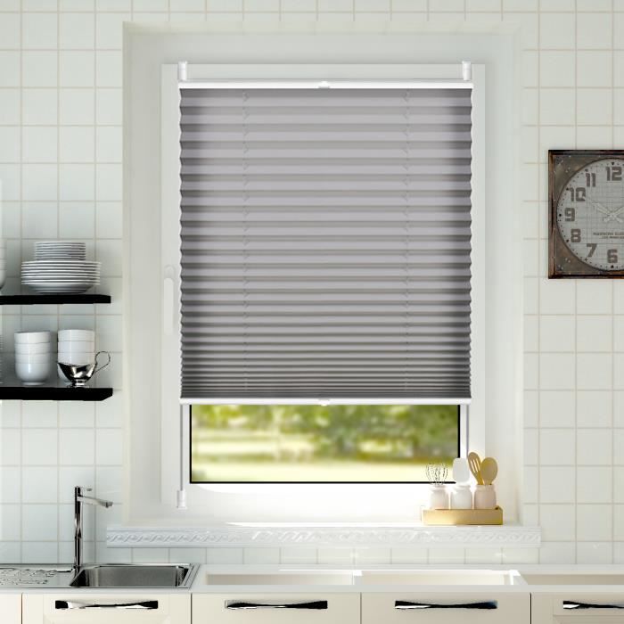 store plisse rideau occultant de fenetre 40x200cm anthracite store venitien klemmfix montage sans percage ni vise achat vente store de fenetre cdiscount