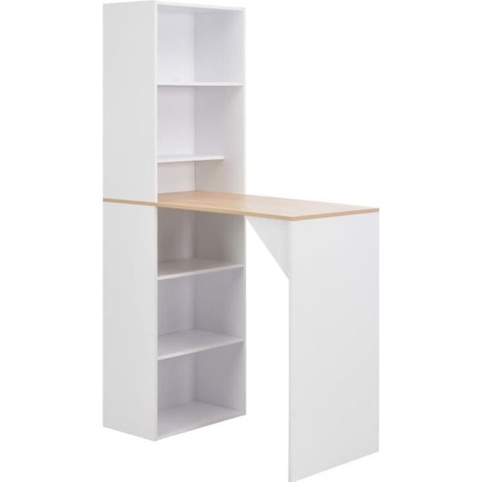 Festnight Table Haute De Bar Table Mange Debout Table Cuisine Meuble De Bureau Avec Etageres Avec Dessus De Table Naturel Achat Vente Mange Debout Festnight Table Haute De Bar Soldes Sur