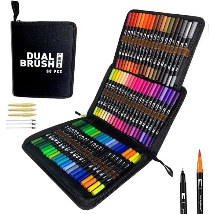 Efimeso 168 Couleurs Feutres Coloriage Adulte, Stylo Feutre Double Pointe  Fine pour enfants,Feutre Pinceaux Aquarelle Marqueurs 5 - Cdiscount  Beaux-Arts et Loisirs créatifs