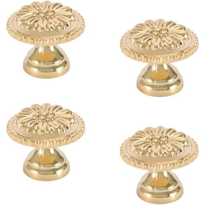 4 Pièces Boutons De Portes Doré Tiroir Boutons Rond Fleur