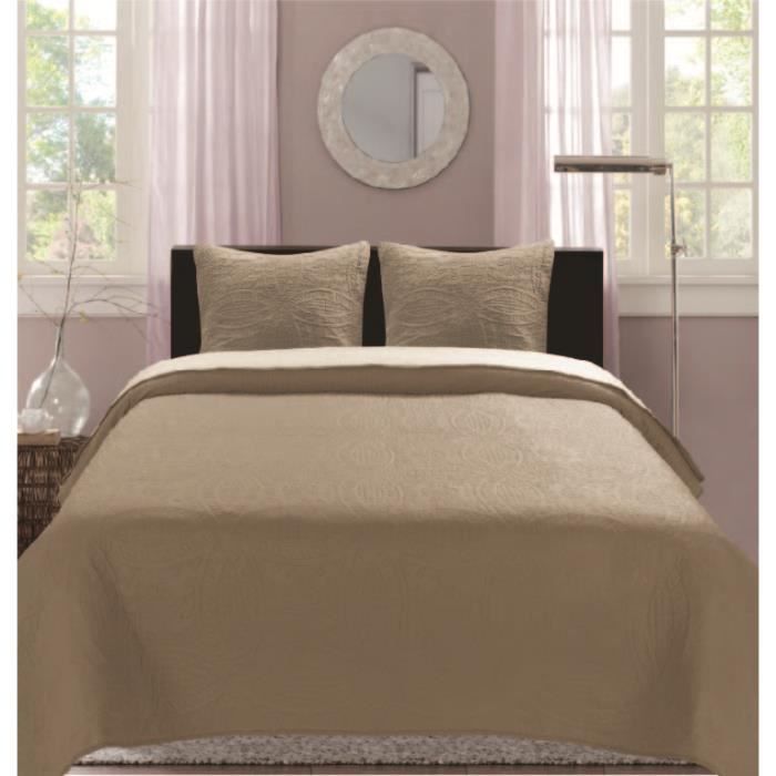 Couvre-lit Boutis 220x240 Coralie Et 2 Taies Beige - Maison