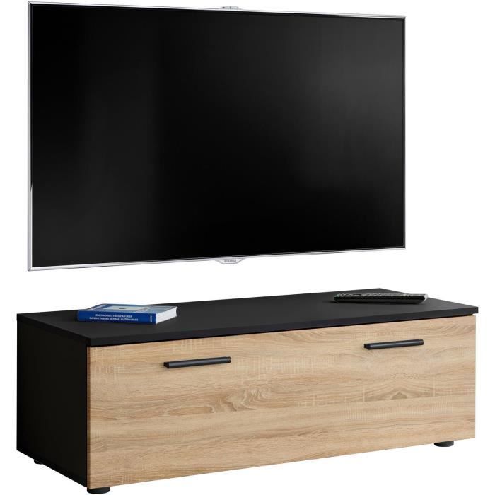 Extreme Furniture Meuble TV T30100 Sonoma Mat & Noir Façades en