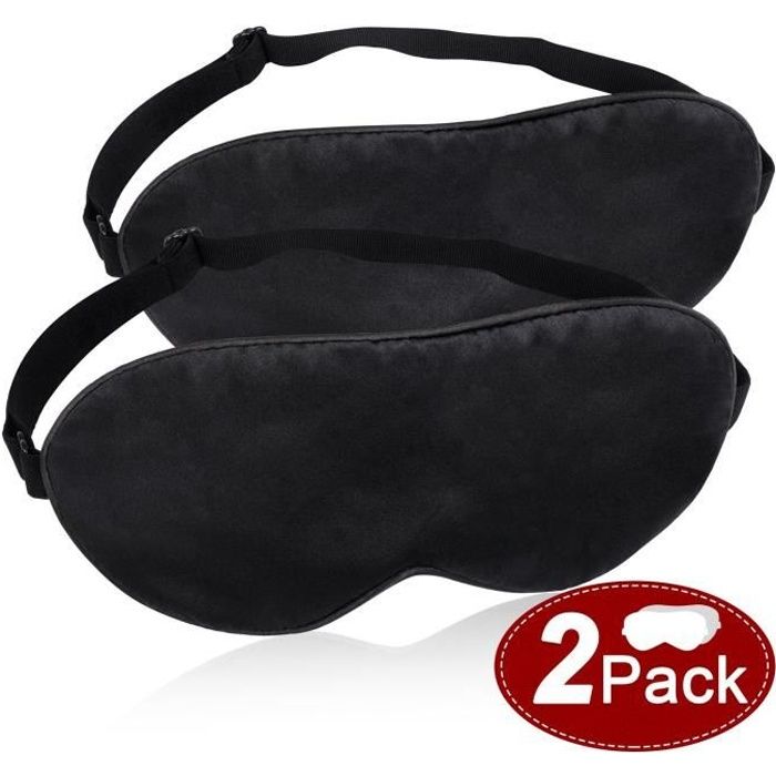 Kaptin Lot de 2 masques de sommeil pour homme et femme en coton 3D avec sangle réglable Noir et violet