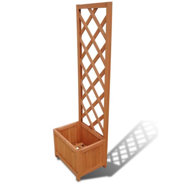 Jardinière avec treillis - P74 - Marron - 40 x 30 x 135 cm