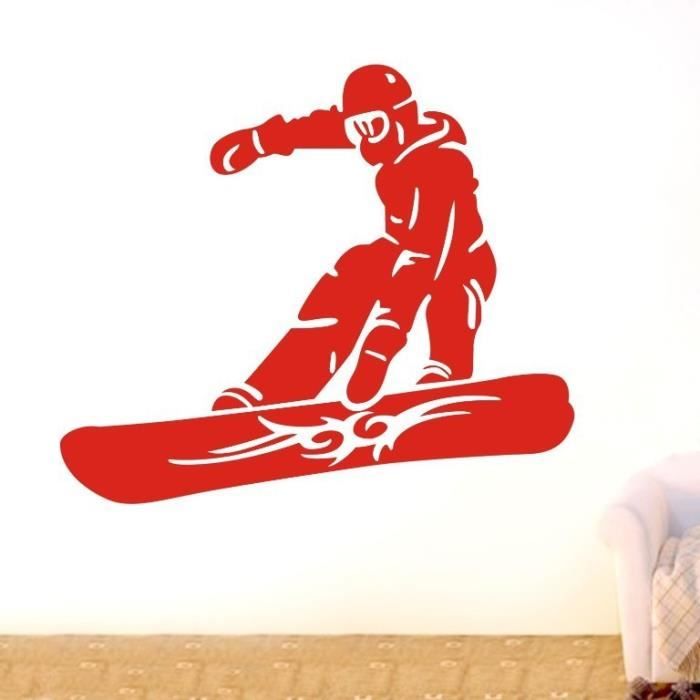 Snowboarder Offre De Ski Maison De Pvc Decoration Murale Creative Decalcomanies De Haute Qualite 85 100cm Achat Vente Stickers Cdiscount