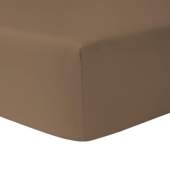 Drap Housse - CDUBLANC - 160 x 190 cm - 100% coton - bonnet 25 cm extensible - Taupe Drap Housse - CDUBLANC - 160 x 190 cm - 100% coton - bonnet 25 cm extensible - Taupe