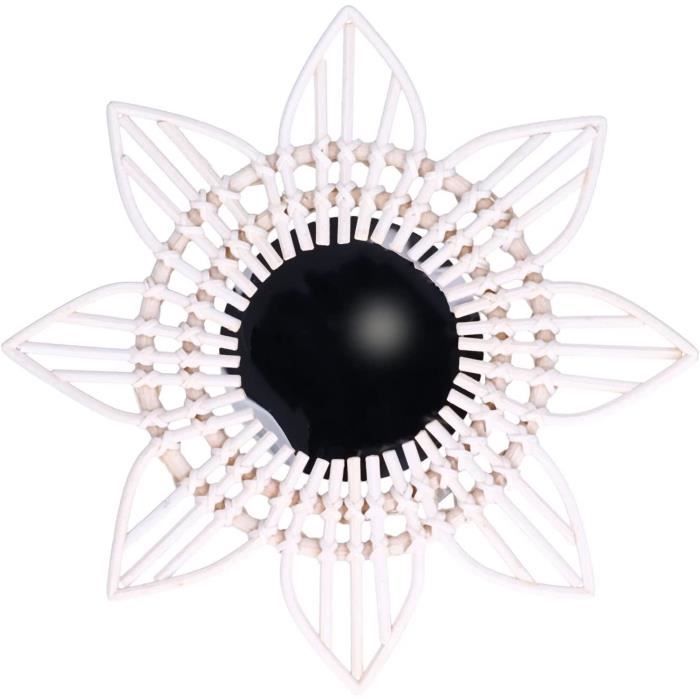 Miroir de Maquillage, Miroir en Rotin Rétro Miroir de Maquillage Rond ...