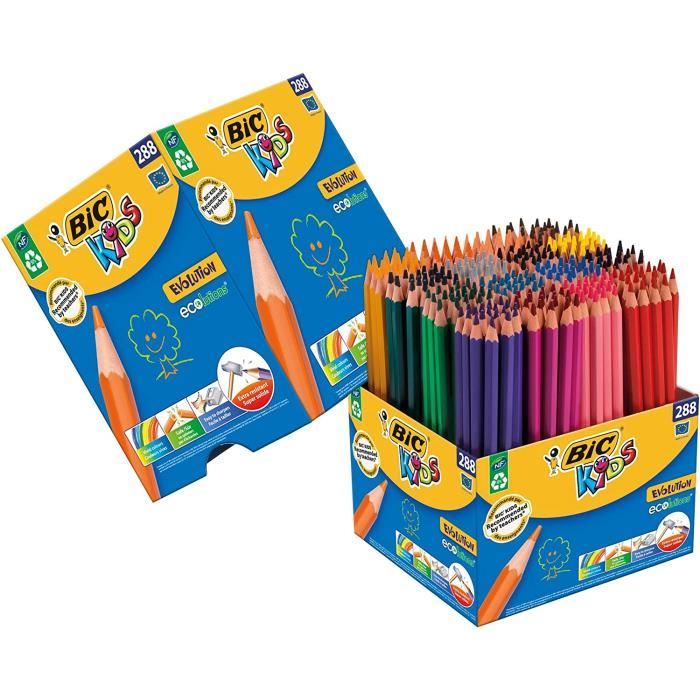 Bic Kids Crayons de couleur Evolution Couleurs assorties (Pack de 288