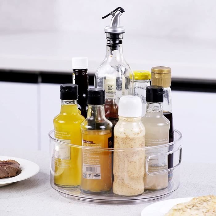 Plateau tournant transparent Lazy Susan, étagère à épices multifonction