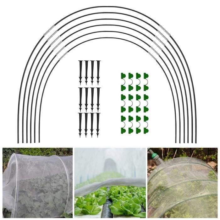 (20pcs)Cerceaux de serre pour culture de plantes de jardinage, Support de Tunnel, piquets flexibles à plier, cadre de Support réutil