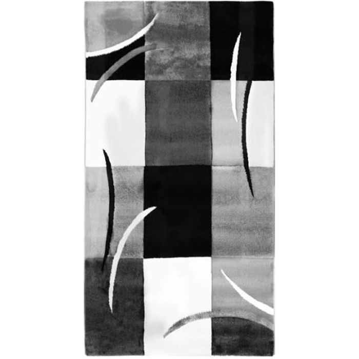 RUBY CUBES - Tapis à motifs abstraits en polypropylene 80 x 150 cm Noir