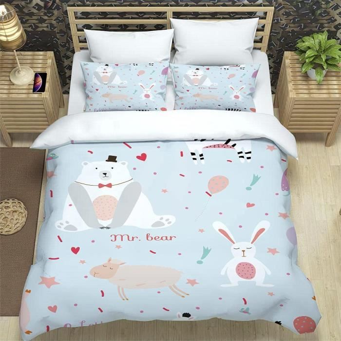 Housse de Couette - Petit Ours - Multicolore - Microfibre - Chambre