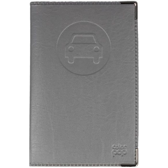 Porte papier voiture gris argent adapté nouveau permis + étui