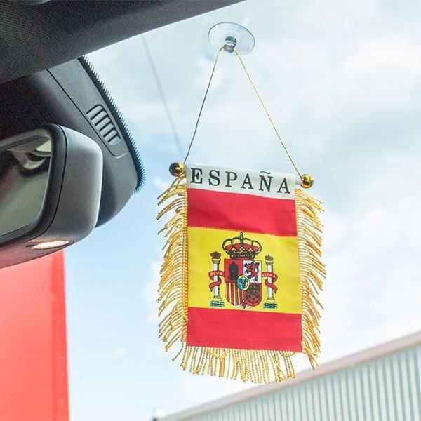 Décoration voiture chambre ma Fanion aux couleurs de l'Espagne avec ventouse 