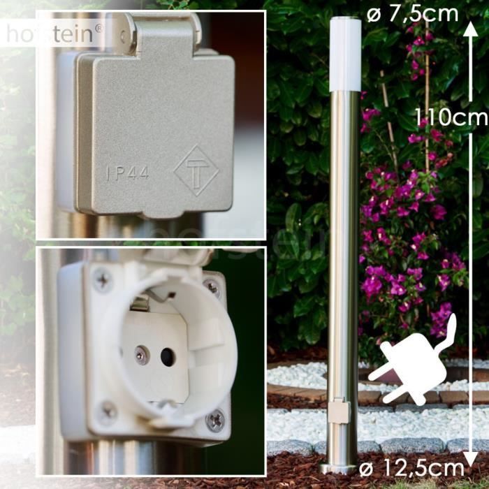 Borne Lumineuse Hofstein Caserta Acier Inoxydable Avec Prise