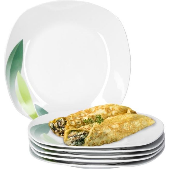 Ensemble 6 Assiettes à Gâteau Faïence - Ø19.5cm - Multicolores - Résistantes Four Et Micro-ondes