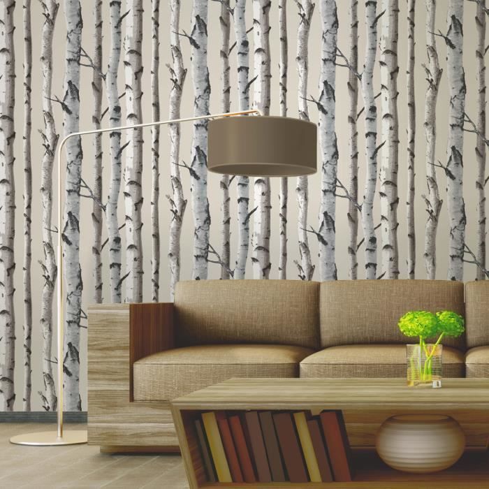 FINE DECOR Papier Peint Beige Naturel-Cr&egrave;me -  - FD31051 - For&ecirc;t Bois Bouleau 