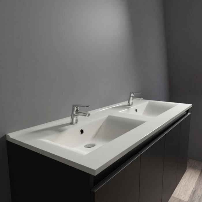 Plan Double Vasque En Ceramique Ceraplan 120 Cm Cdiscount Maison
