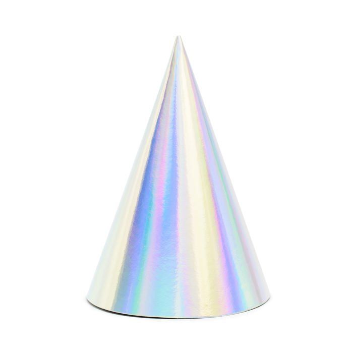 Chapeaux de fête - Iridescent - Lot de 6 - 10 x 16 cm - Accessoire de déguisement - Décoration de table