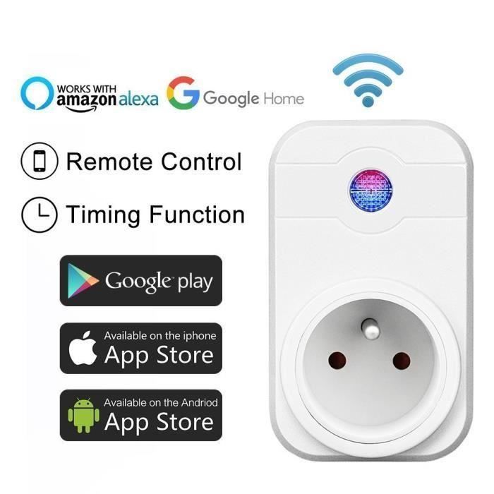 Prise Connectée Wifi, 16A Compatible avec Android iOS  Alexa Google  Home Assistant, Courant Programmable Télécommande App - Cdiscount Bricolage
