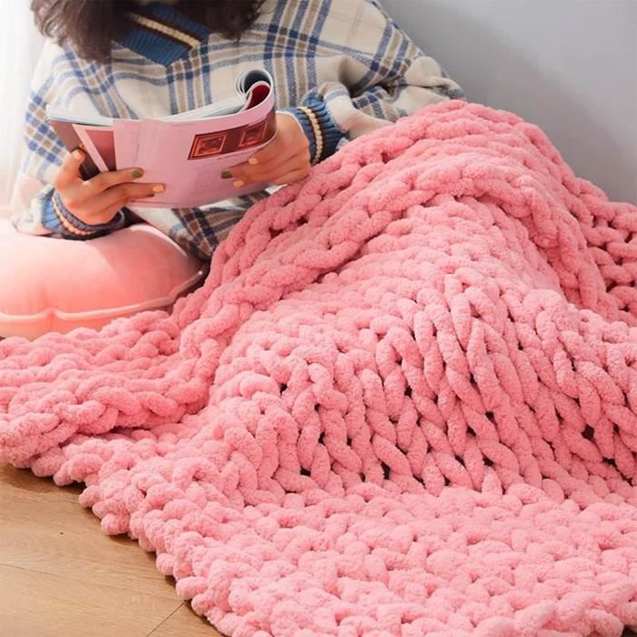 Couverture En Tricot Chunky Couverture Douce Et Confortable En Chenille Tricotee A La Main Couverture Chunky Pour Bebe 100x130cm Cdiscount Maison