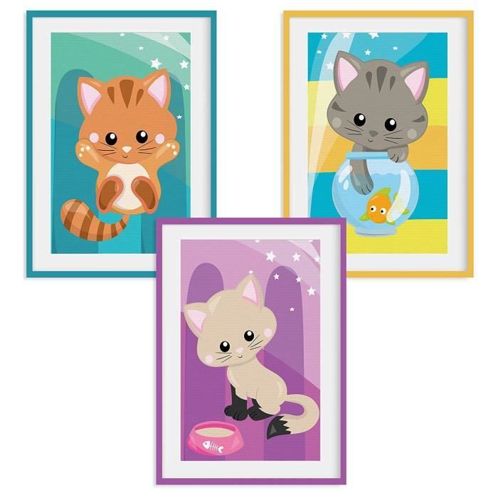 Happywords Lot De 3 Photos Din Sans Cadre Pour Chambre D Enfant Et Photos De Bebe Garcon Fille Baby Poster Enfant Anima Cdiscount Maison