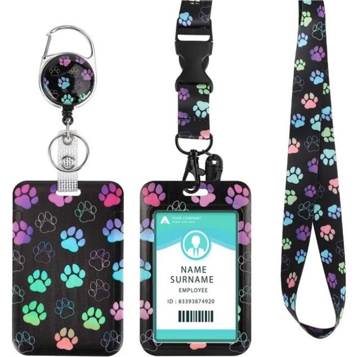Porte Badge pour carte d'identité avec ruban, extensible, Lanières pour enseignant, infirmière, médecin, étudiant (patte de chien)