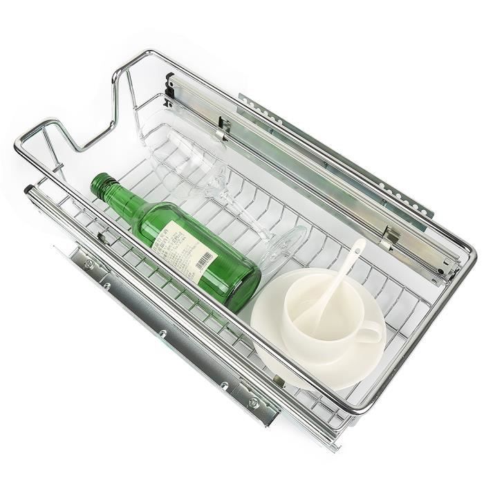 2 Paniers Coulissants Sous étagère : Rangement Tiroir Bureau, Placard, Cuisine (25x38x12 Cm, Blanc) - 4