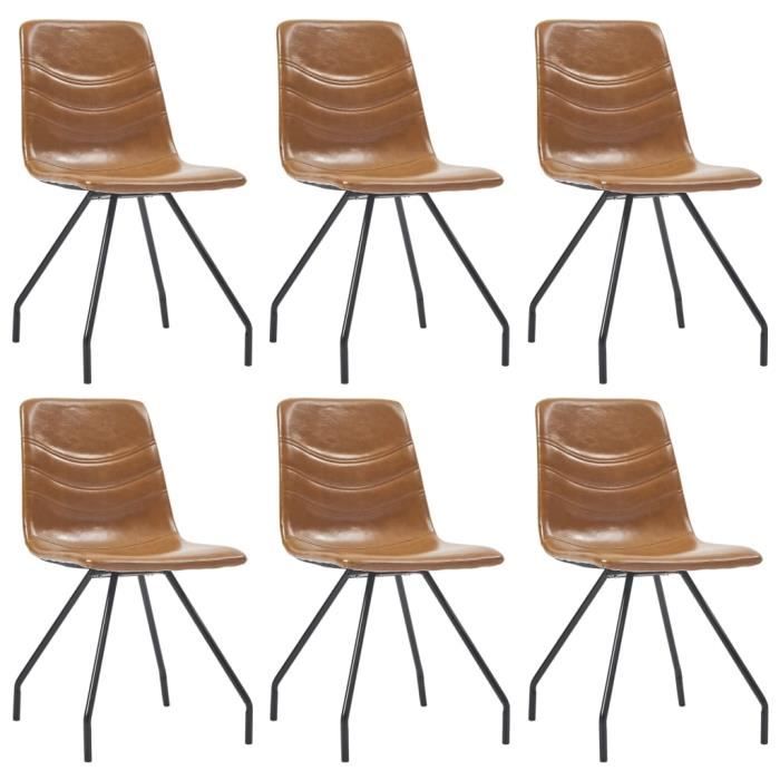 Topmax Chaises de salle à manger 6 pcs Cognac Similicuir Brun DFR21172