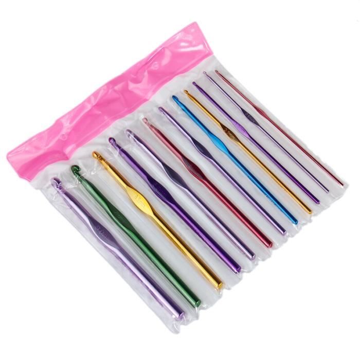 Set D'aiguilles à Tricoter Métal Colorées 25 Cm - Ultra-légères, Tailles Marquées - Pour écharpes, Chapeaux, Pulls - DIY