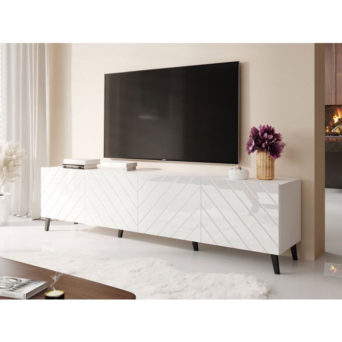 Chloe - meuble TV - 4 portes - 200 cm - Blanc Chloe - meuble TV - 4 portes - 200 cm - Blanc