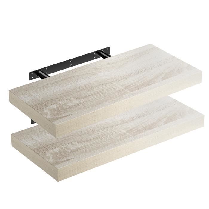 CASARIA 2x Étagères Murales Flottantes 50 cm Chêne MDF Robuste Effet Flottant étagère Bois Rangement décoration CASARIA 2x Étagères Murales Flottantes 50 cm Chêne MDF Robuste Effet Flottant étagère Bois Rangement décoration