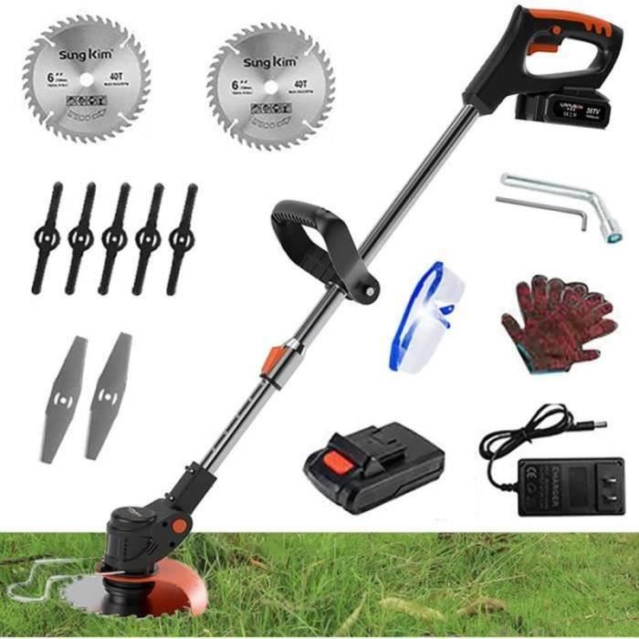 Débroussailleuse Électrique Sans Fil - 800W, Tête Réglable 90°, 2 Batteries, Pour Jardin Et Terrain - 8