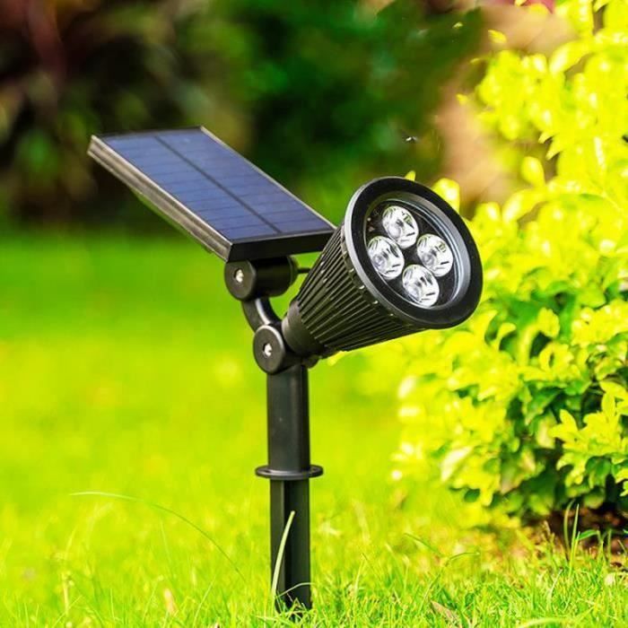 2pcs Spots solaires extérieur étanches - Éclairage de paysage étanche à 4  LED - Auto On / Off - Noir - Cdiscount Maison