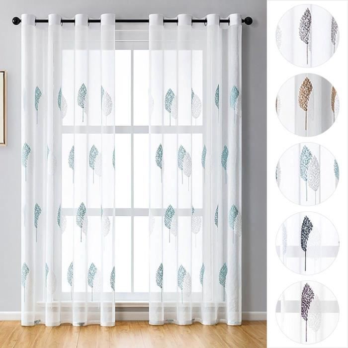 Deconovo Lot De 2 Rideaux Voilage Aspect Lin à Oeillets Pour Cuisine 140x175cm Blanc