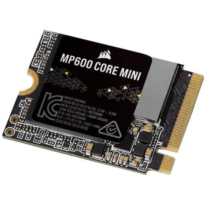 SSD interne - CORSAIR - MP600 Core Mini 1To M.2 NVMe PCIe x4 Gen4 2 SSD - M.2 2230 - Jusqu'à 5.000 Mo/s - Noir