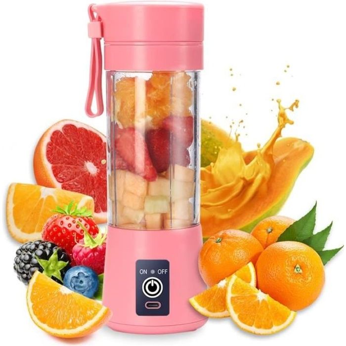 mini blender portable usb pour smoothies et jus de fruits - 6 lames - 400 ml - donfanlia
