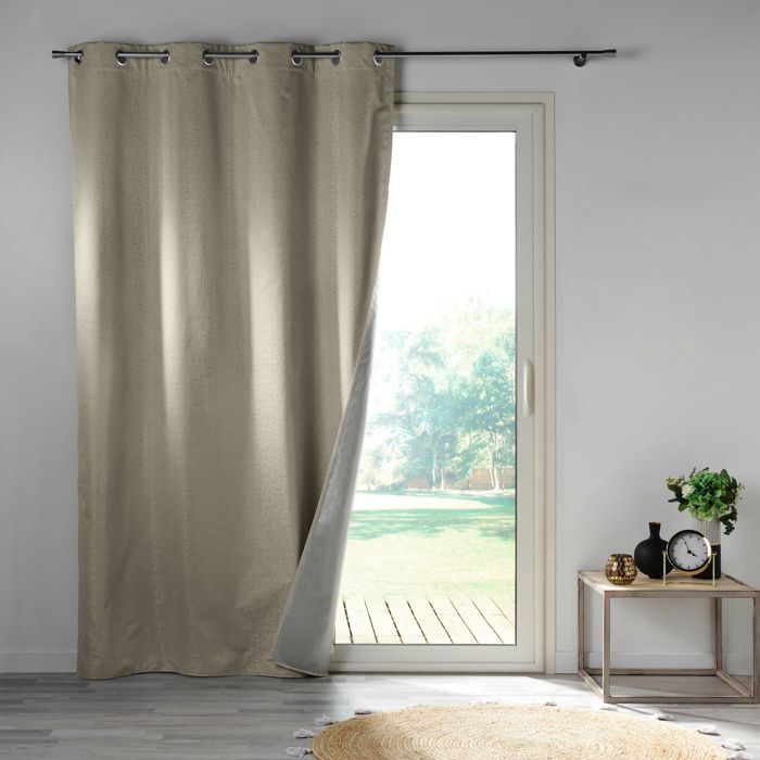 Rideaux Occultants 85x220cm - Tissu Thermique 3 Couches, Anti-UV, Lavable Machine - Pour Cuisine, Dressing, Chambre - Beige - 8
