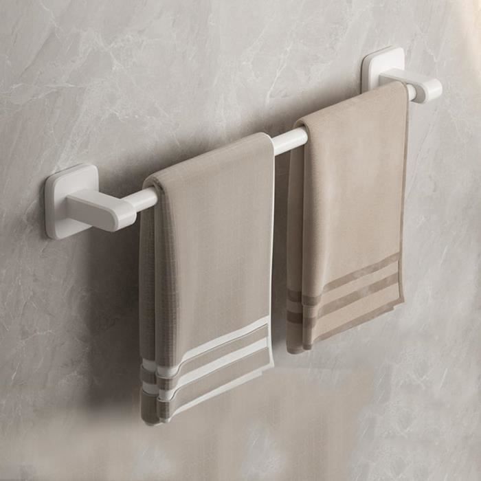 Porte-serviettes Mural Extensible Sans Perçage - S'adapte De 38 à 75 Cm - Noir - Idéal Salle De Bain, Douche, Buanderie - Fixation Adhésive Puissante